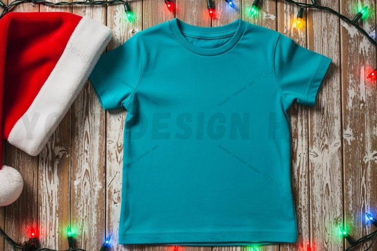Christmas themed teal t-shirt mockup