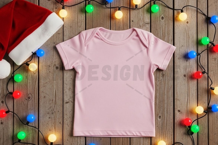 Holiday themed baby pink t-shirt mockup