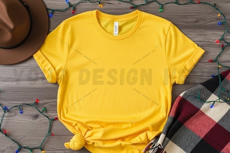 Bright yellow t-shirt mockup design example image 1