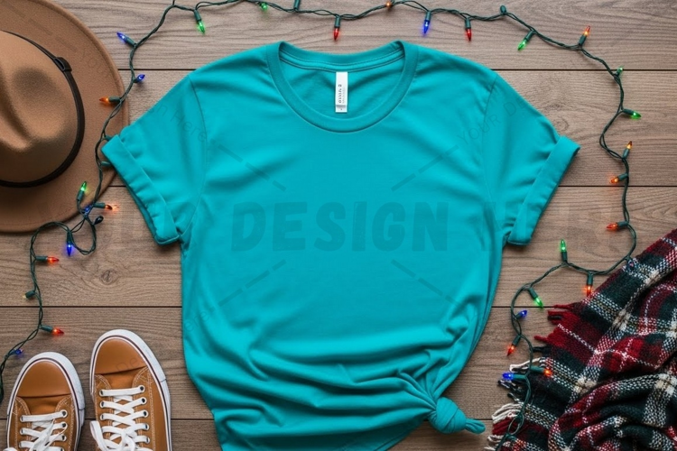 Turquoise t-shirt mockup design