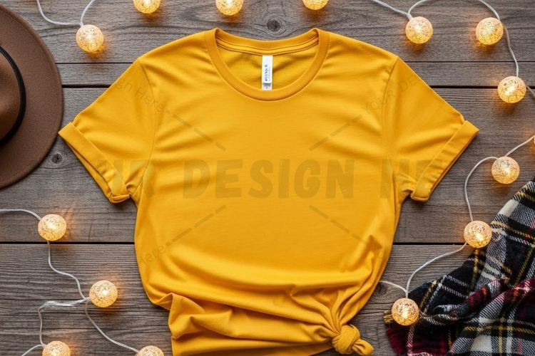 Mustard yellow t-shirt mockup design