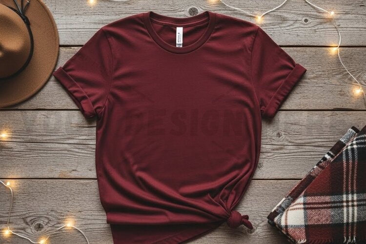 Burgundy t-shirt mockup design example image 1
