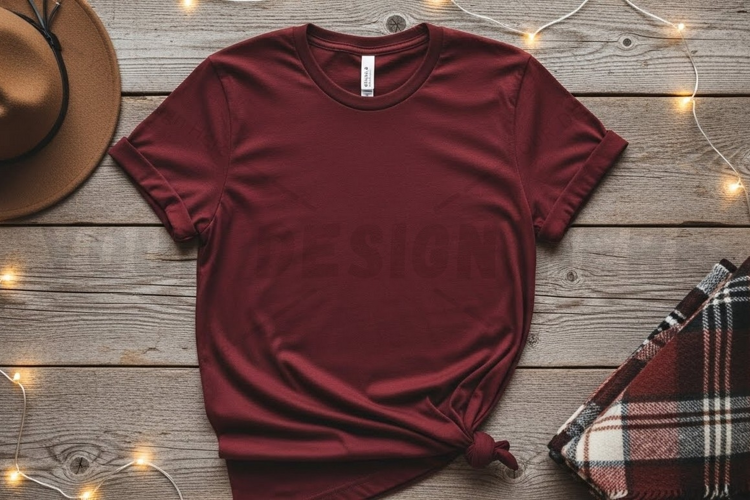 Burgundy t-shirt mockup design