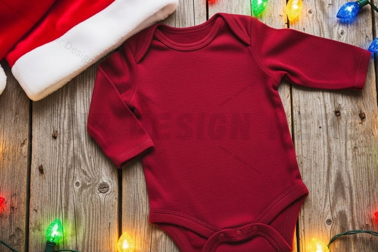 Christmas red baby onesie t-shirt mockup
