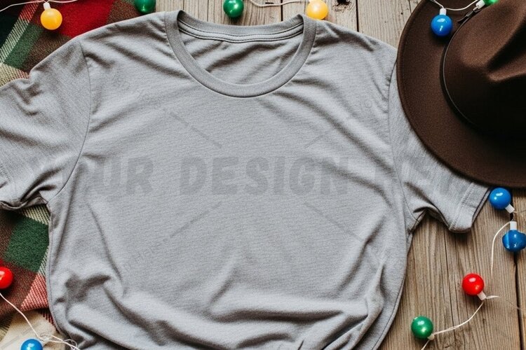 Grey t-shirt mockup design example image 1