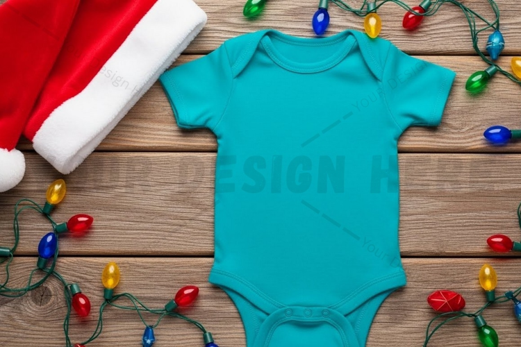 Christmas themed baby onesie mockup