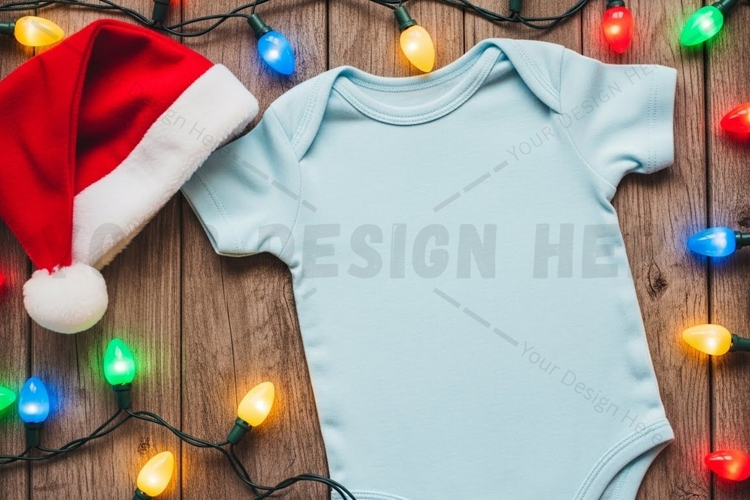 Christmas themed baby onesie t-shirt mockup design