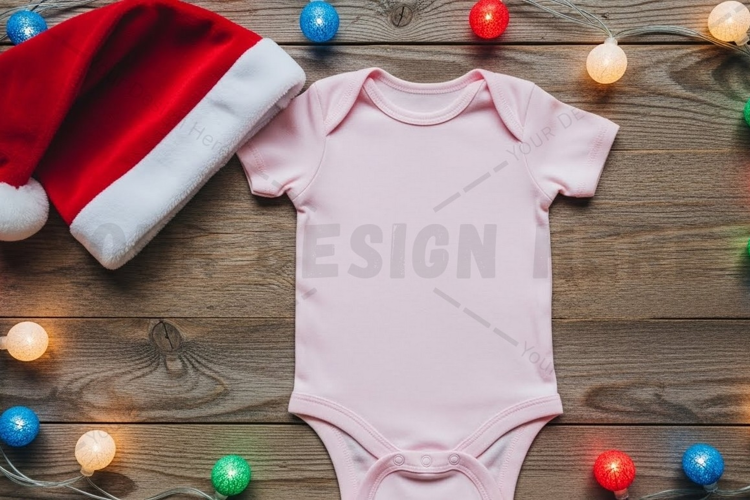 Holiday themed baby onesie mockup