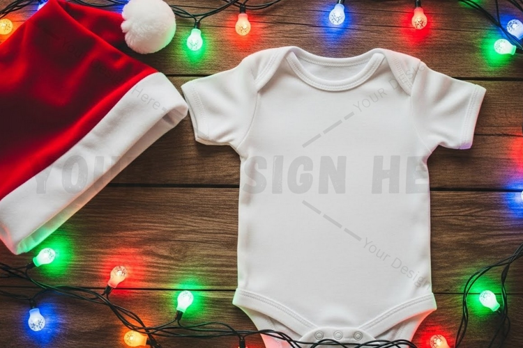 Christmas-themed baby onesie mockup