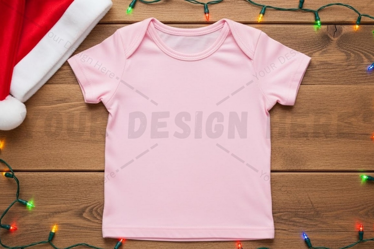 Pink baby t-shirt christmas mockup