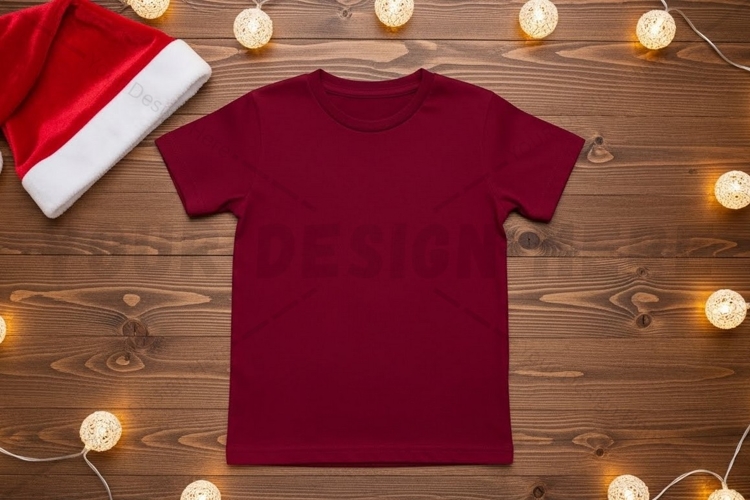 Holiday themed red t-shirt mockup