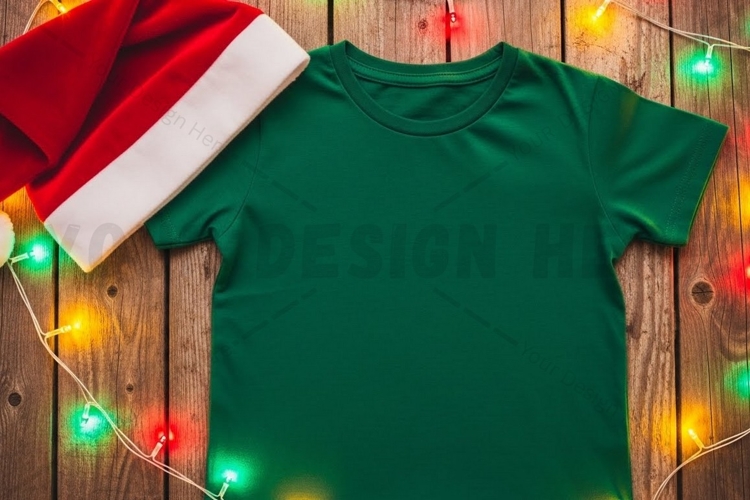 Green t-shirt christmas mockup design