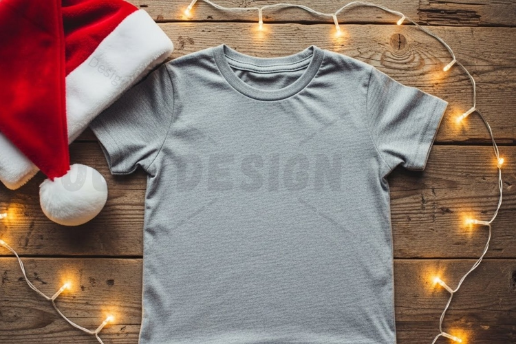 Christmas-themed gray t-shirt mockup