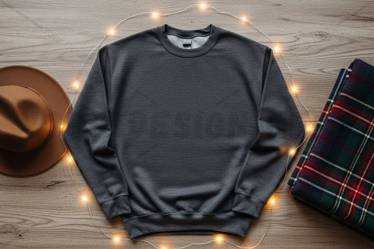 Casual dark grey crew neck t-shirt mockup