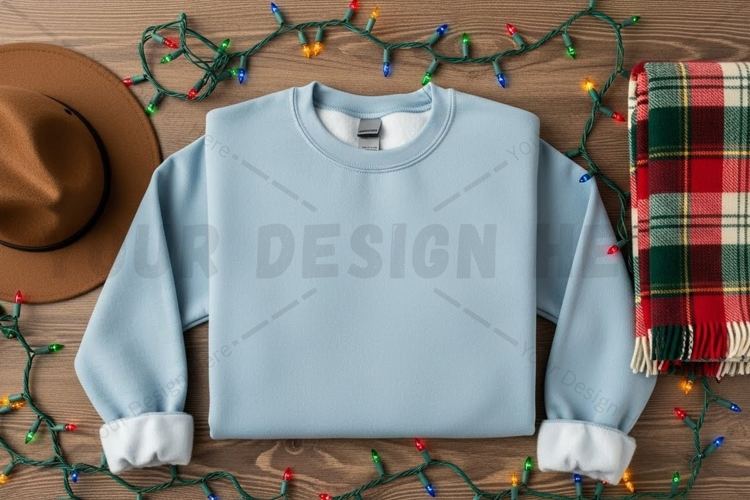 Christmas themed light blue t-shirt mockup