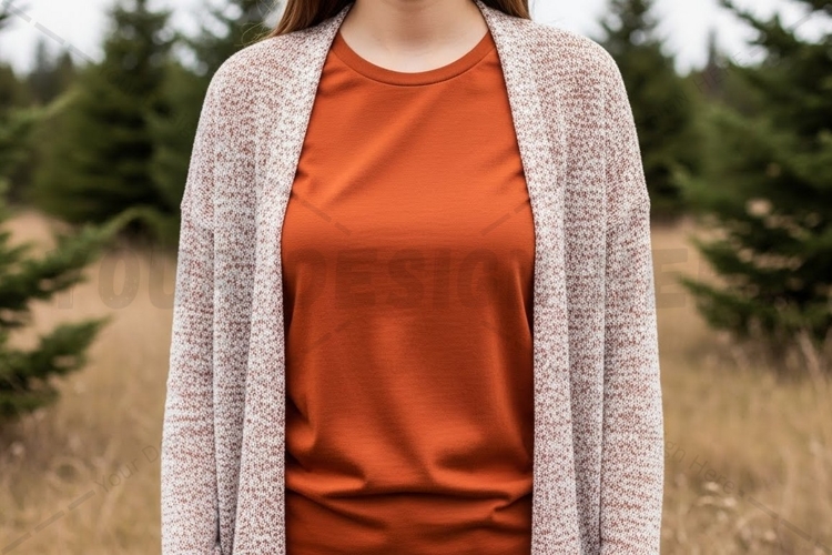 Casual autumn outfit - burnt orange t-shirt mockup
