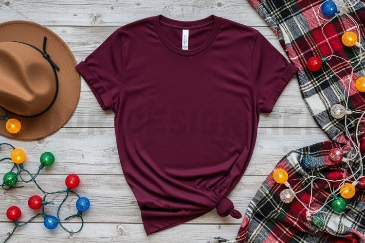 Burgundy t-shirt mockup