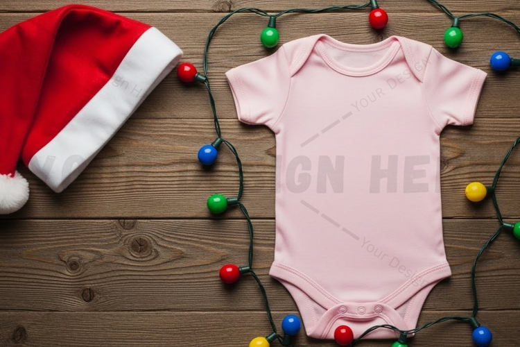 Christmas themed baby onesie mockup