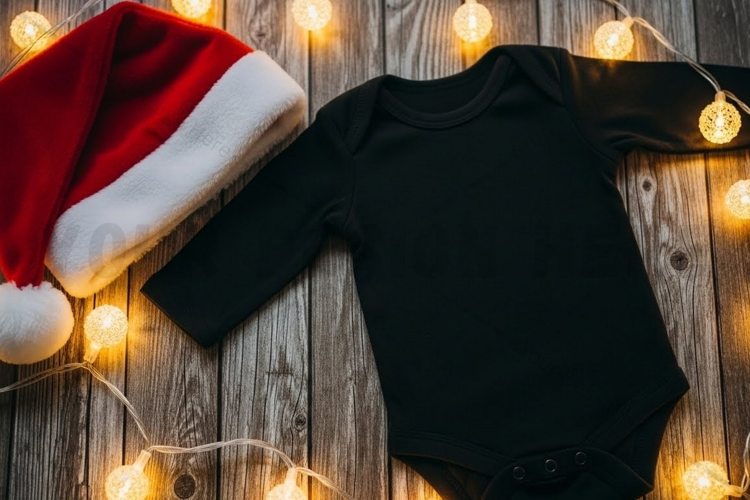 Christmas-themed baby onesie mockup