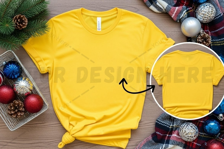 Bright yellow t-shirt mockup