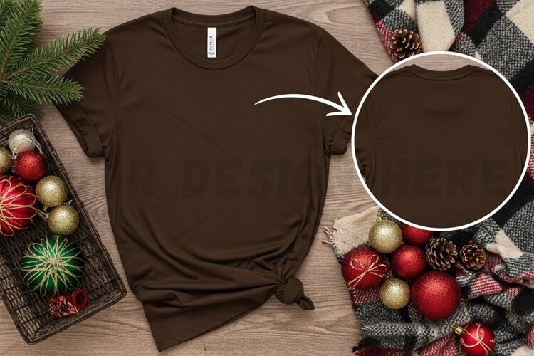Christmas-themed brown t-shirt mockup example image 1