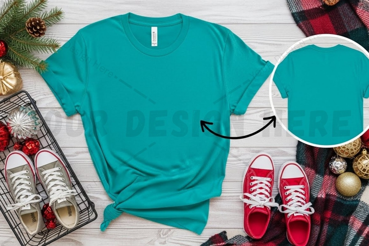 Turquoise t-shirt mockup design