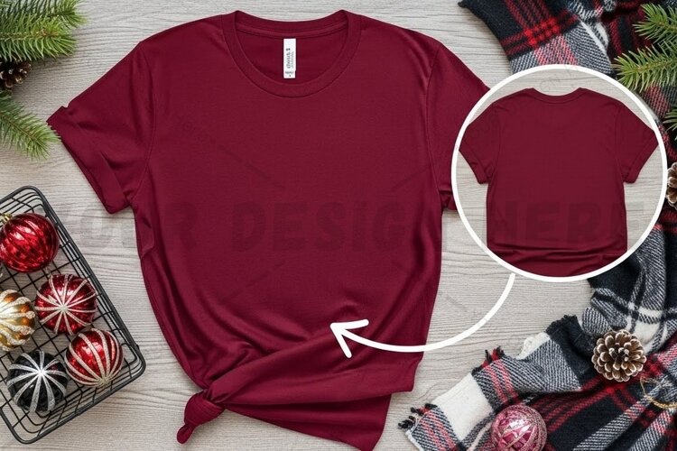 Maroon t-shirt mockup design example image 1
