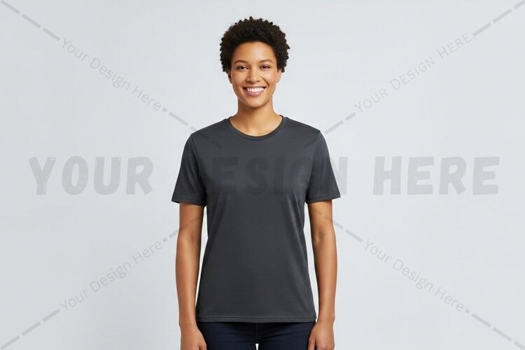 Stylish solid gray t-shirt for women t-shirt mockup design example image 1