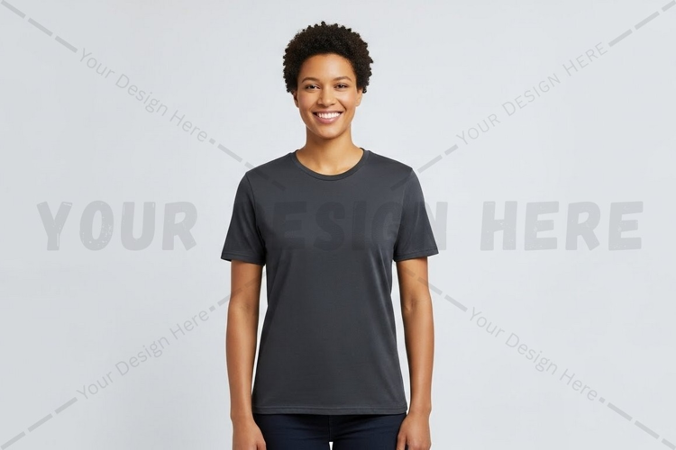 Stylish solid gray t-shirt for women t-shirt mockup design