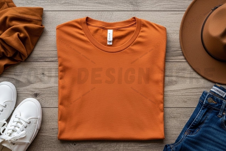 Stylish orange t-shirt mockup design