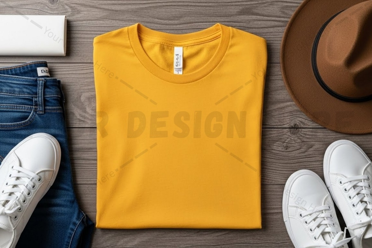 Bright yellow t-shirt mockup