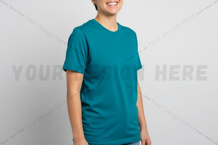 Teal blue t-shirt mockup design