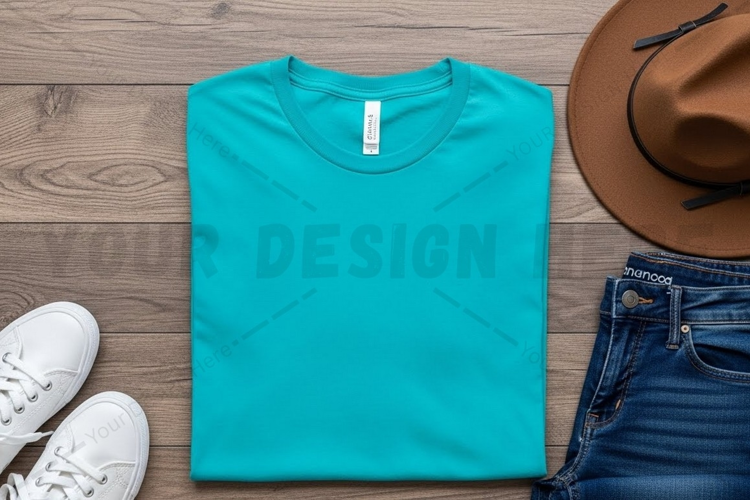 Turquoise t-shirt mockup design