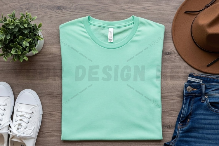 Mint green t-shirt mockup design