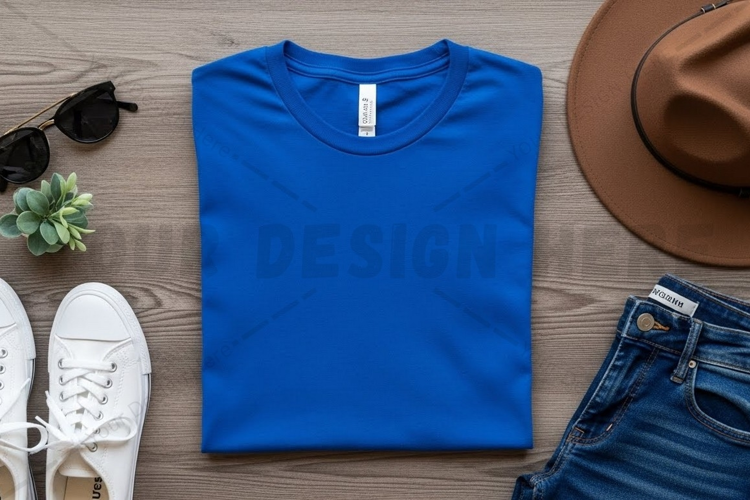 Vibrant blue t-shirt mockup design