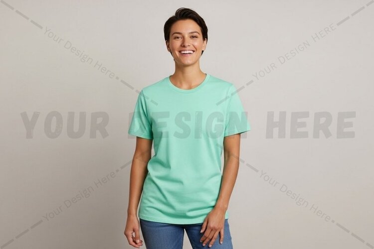 Light green t-shirt mockup design example image 1