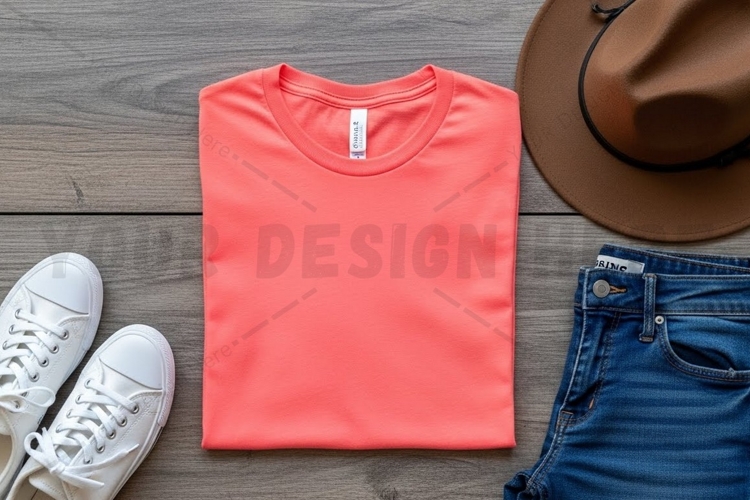 Bright orange t-shirt mockup
