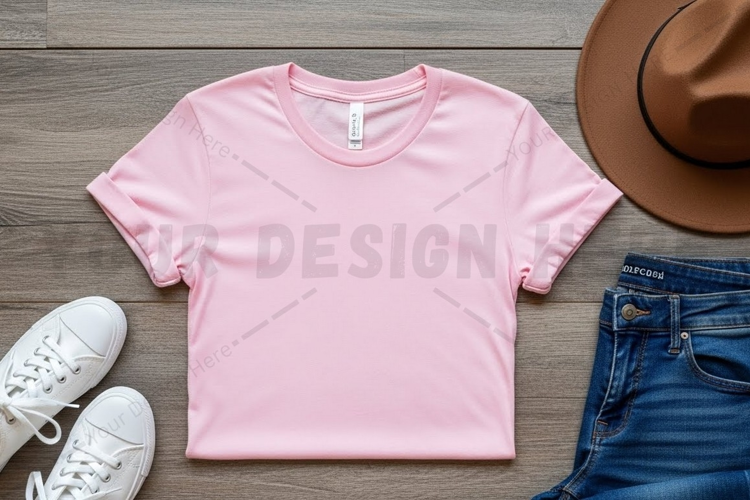 Stylish pink t-shirt mockup design