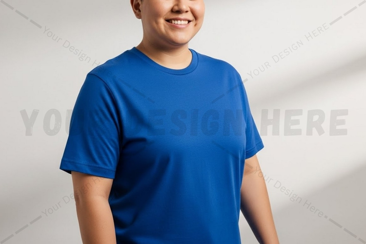 Royal blue crew neck t-shirt mockup