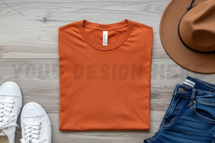 Bright orange t-shirt mockup design