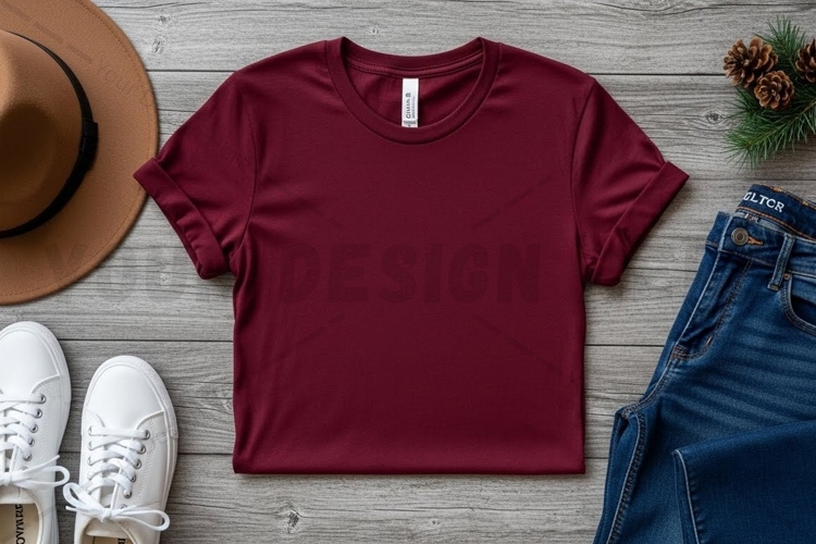 Burgundy t-shirt mockup