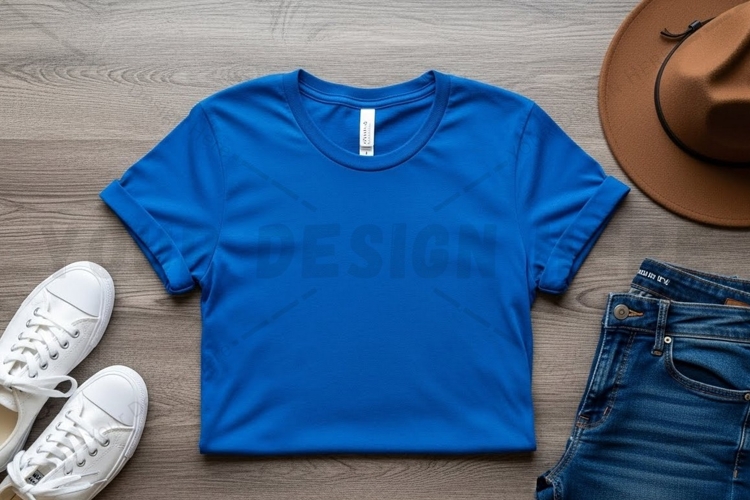 Blue crop t-shirt mockup design