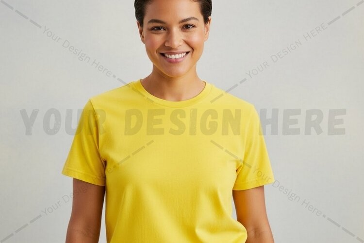 Bright yellow t-shirt mockup design example image 1