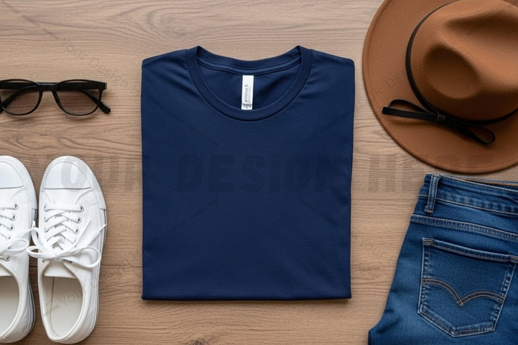 Stylish navy blue t-shirt mockup design