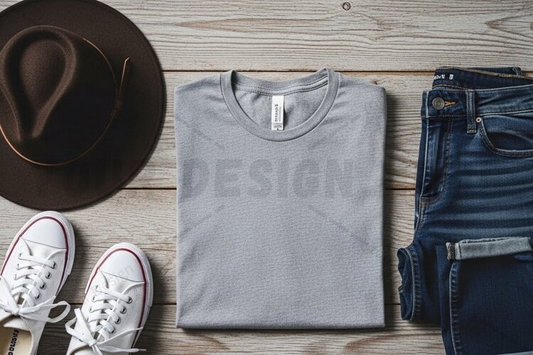 Casual grey t-shirt mockup example image 1