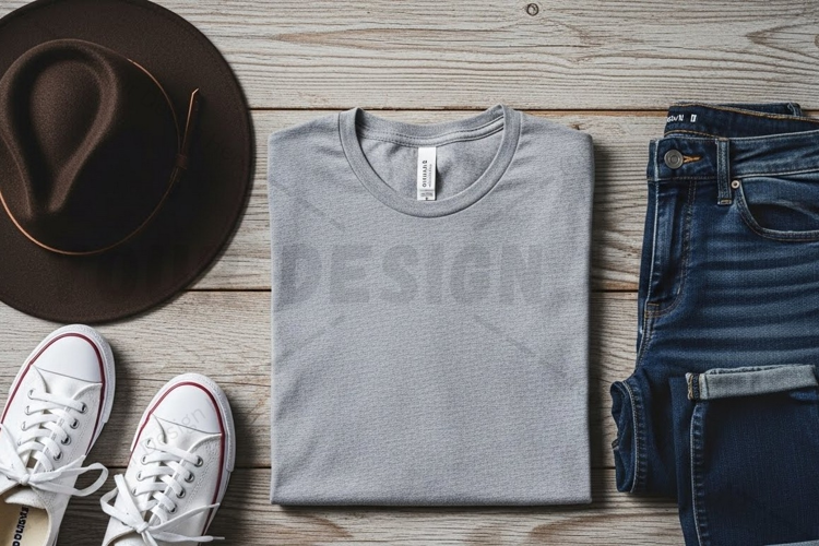 Casual grey t-shirt mockup