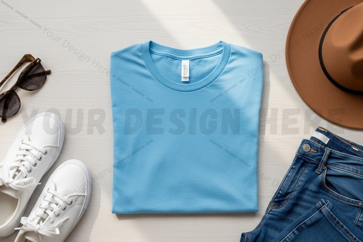 Light blue t-shirt mockup design