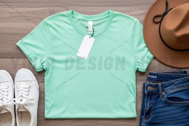 Mint green t-shirt mockup design