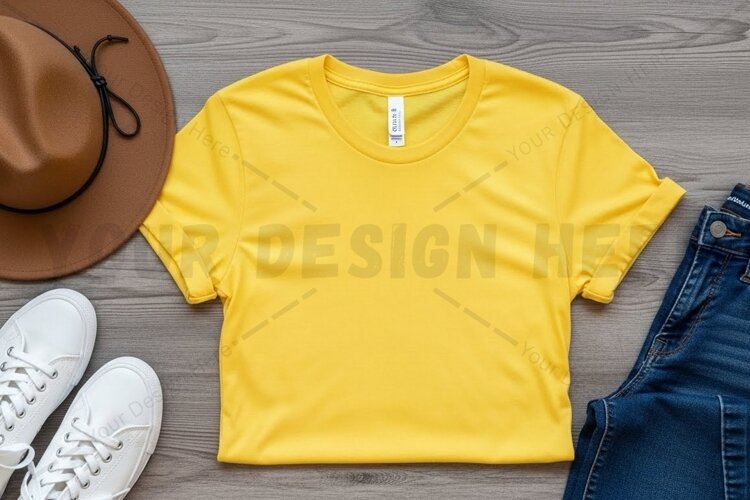 Bright yellow t-shirt mockup design example image 1