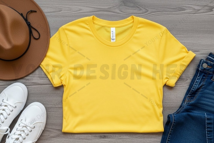 Bright yellow t-shirt mockup design